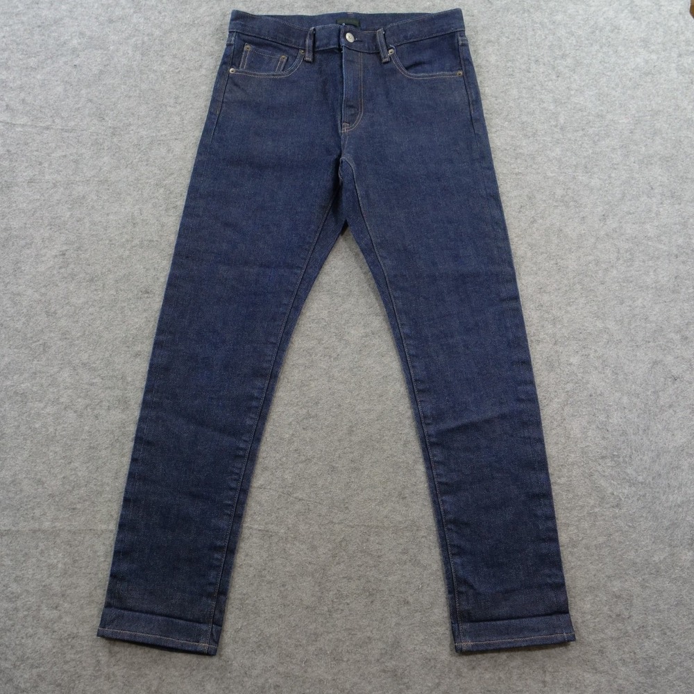 Uniqlo Jeans Mens 31 Blue Selvedge Denim Redline Stretch Slim Straight Pants